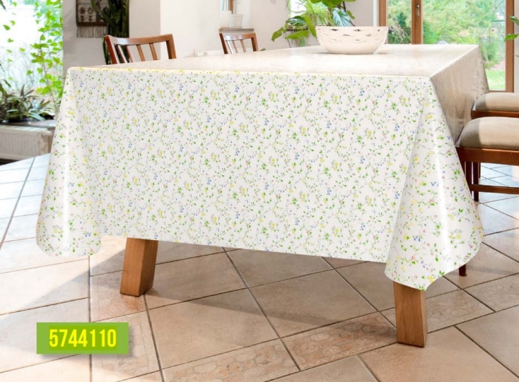 Cerata plamoodporna, obrus z PCV na flizelinie Ergis Trefl drobne kwiatuszki łączka 5744110 szer. 140cm