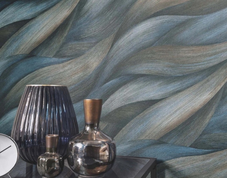 Tapeta ścienna na flizelinie fale brązowa granatowa 10257-08