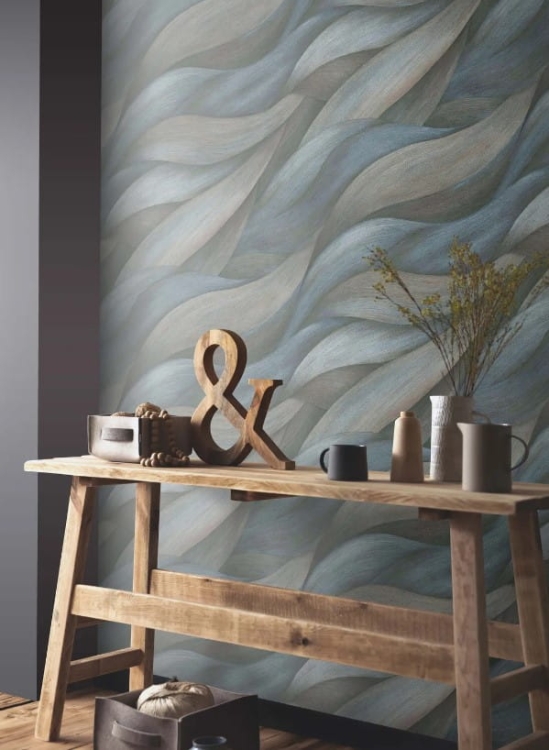 Tapeta ścienna na flizelinie fale brązowa granatowa 10257-08