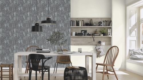 Tapeta ścienna na flizelinie srebrna szara beton tynk 10273-10