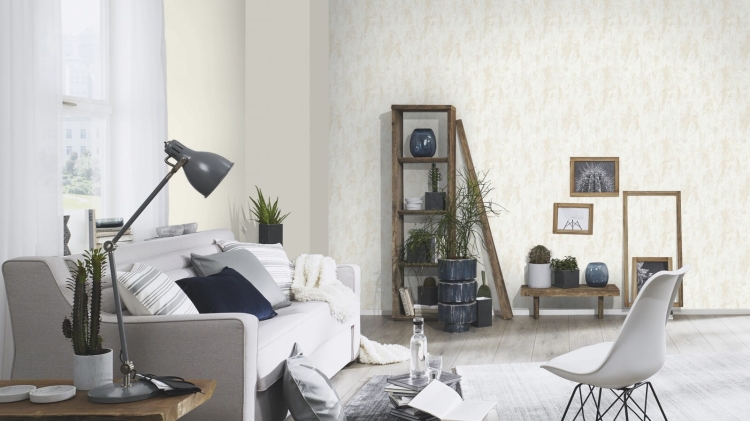 Tapeta ścienna na flizelinie biała beżowa beton tynk 10273-14