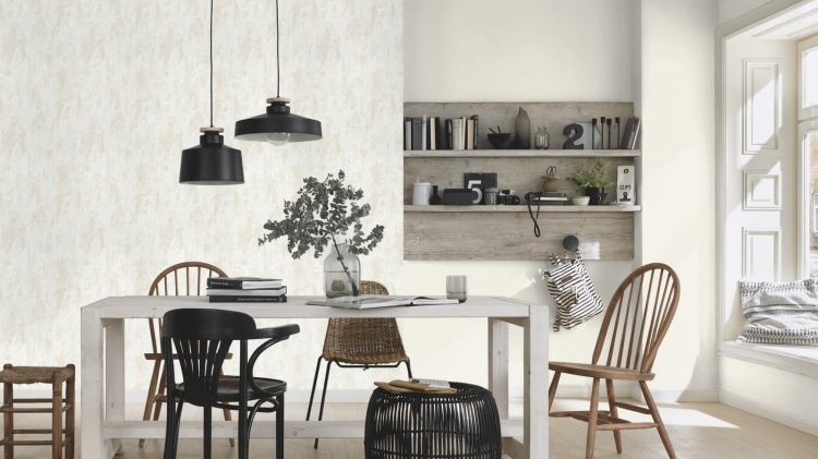 Tapeta ścienna na flizelinie biała beżowa beton tynk 10273-14