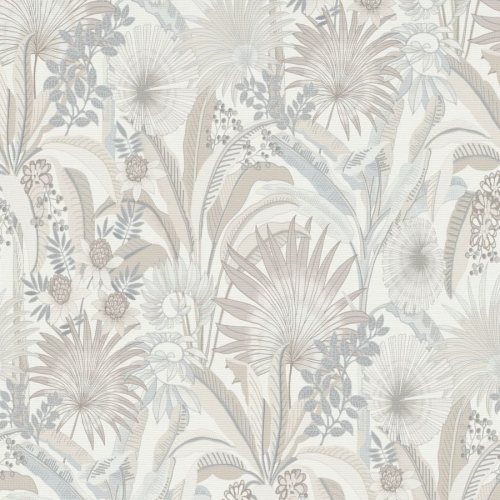 Martinique 10390-02 Tapeta ścienna Erismann Liście Kwiaty Biała