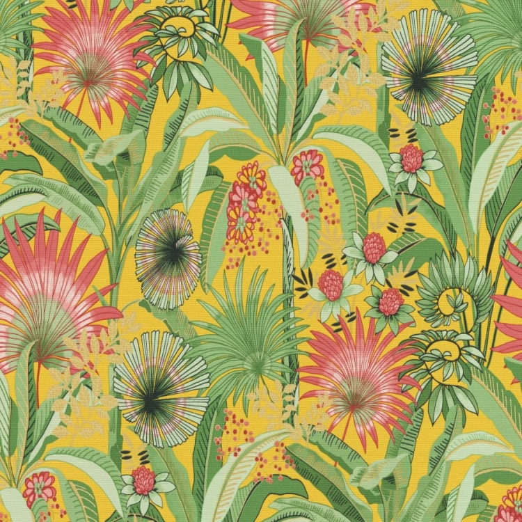 Martinique 10390-20 Tapeta ścienna Erismann Liście Kwiaty zielono żółta