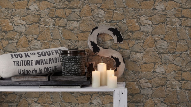 Tapeta 95863-1 AS Best of Wood'n Stone, 95863-1, tapeta AS Creation kamień 3D, łupek, piaskowiec beżowy, mur kamienny, do pokoju, salonu, przedpokoju, jadalni