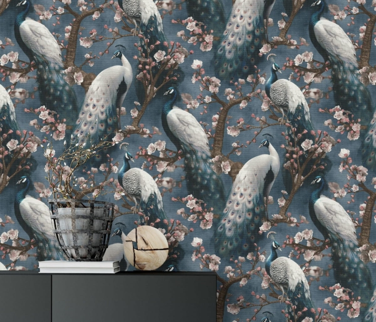 Tapeta ścienna na flizelinie pawie niebieska 10414-08 Erismann Play of Light