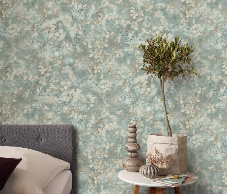 Tapeta ścienna na flizelinie turkusowa listki 3D 10415-07