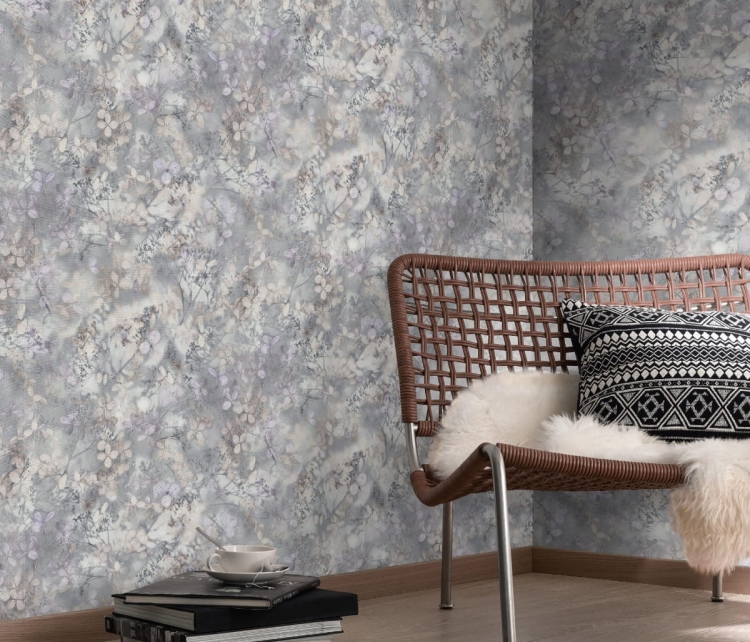 Tapeta ścienna na flizelinie szara listki 3D 10415-31