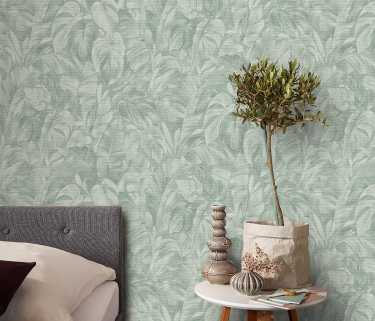 Tapeta ścienna na flizelinie turkusowa liście 10416-07