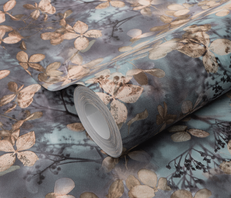 Tapeta ścienna na flizelinie niebieska listki 3D 10415-08