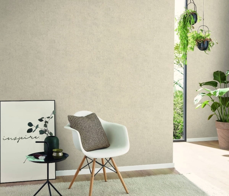 Tapeta ścienna na flizelinie beżowa tynk beton bez wzoru 10418-38