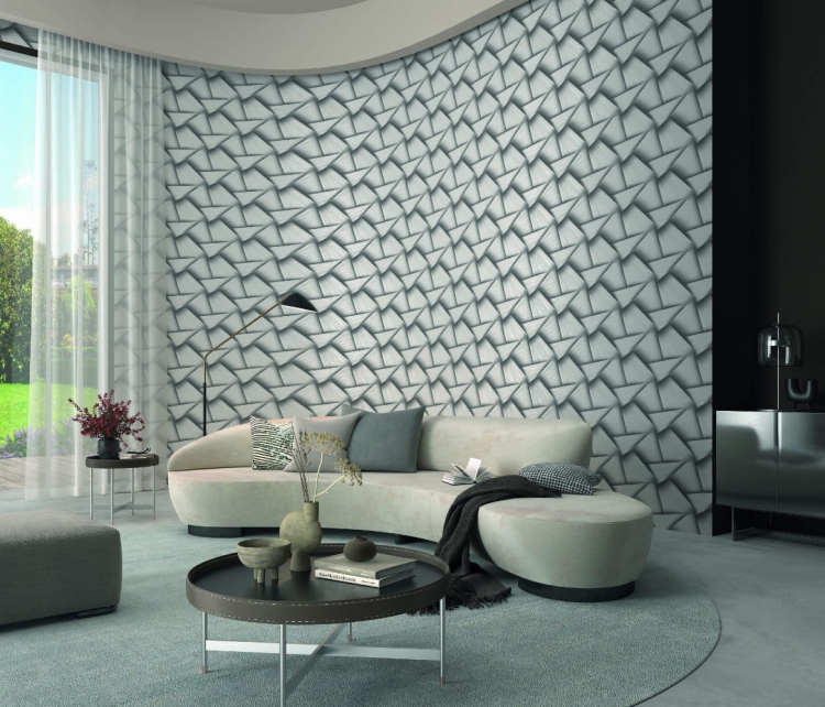 Tapeta ścienna na flizelinie 10401-47 biało srebrny wzór geometryczny