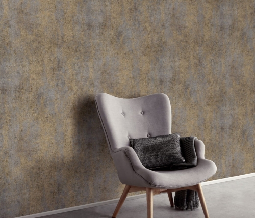 Tapeta ścienna na flizelinie 10438-38 złoto szary tynk beton