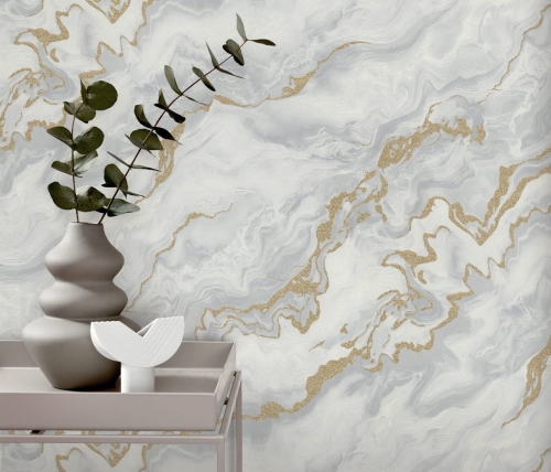 Tapeta ścienna na flizelinie 10447-31 złoto biały marmur
