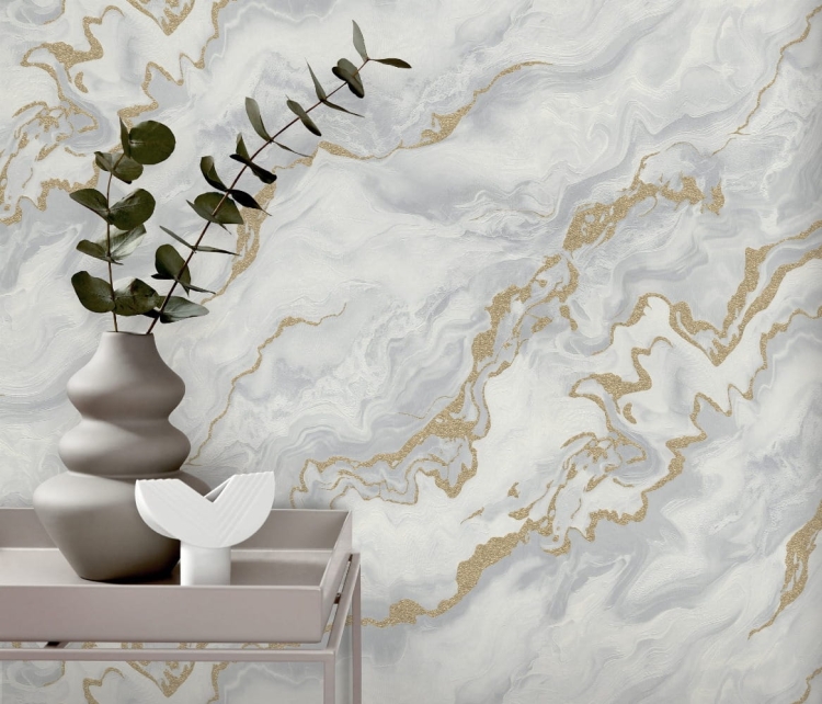 Tapeta ścienna na flizelinie 10447-31 złoto biały marmur