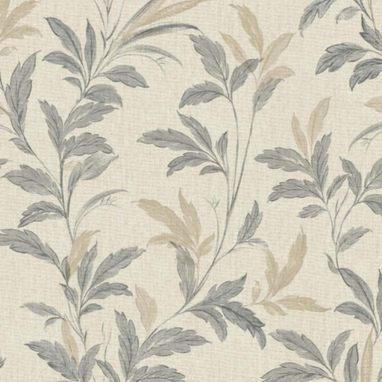 Tapeta-198604-GRANDECO, liście, pnącze szare beżowe