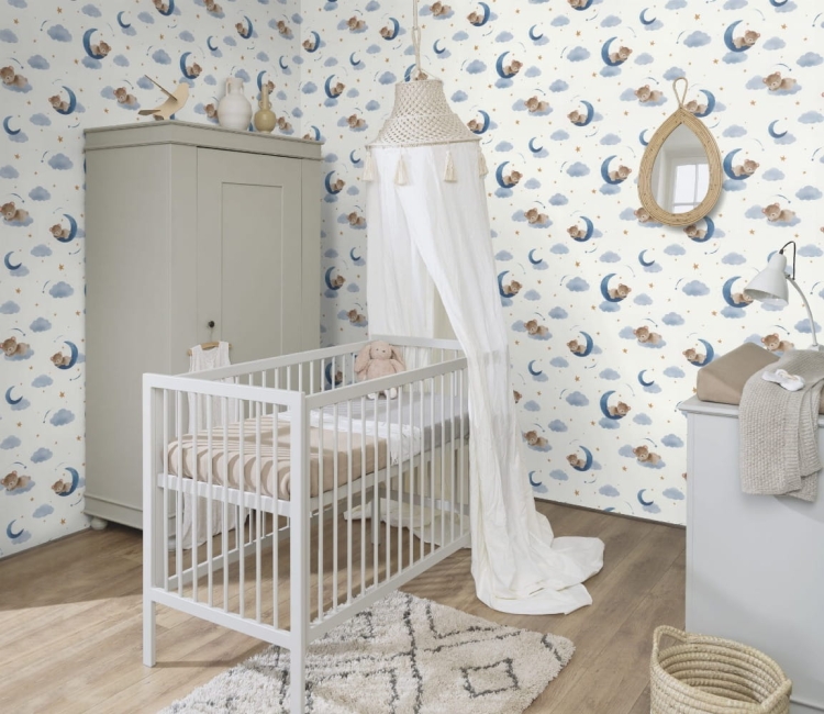 Tapeta-321005-Misie-Raschdo pokoju dziecka niebieska