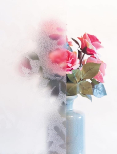 Okleina samoprzylepna, witrażowa, 200-8325, folia samoprzylepna na szybę, półprzeźroczysta, listki, damast