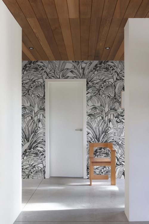 Fototapeta Mural A58301 botaniczne liście czarno białe Grandeco Orom 2 2.jpg