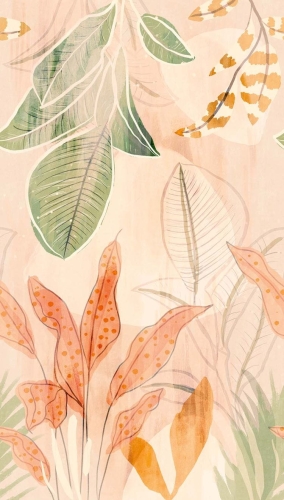 Fototapeta Mural A60701 botaniczne liście malowane Grandeco Orom 2.jpg