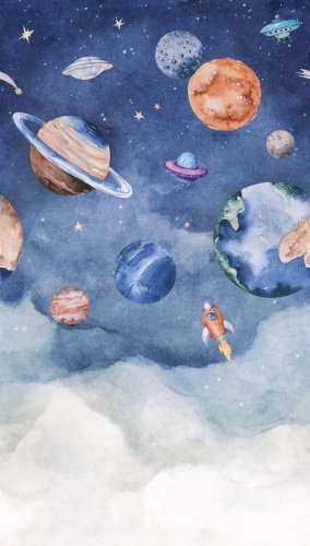 Fototapeta Mural A77201 dziecięca kosmos planety Grandeco Orom 2.jpg