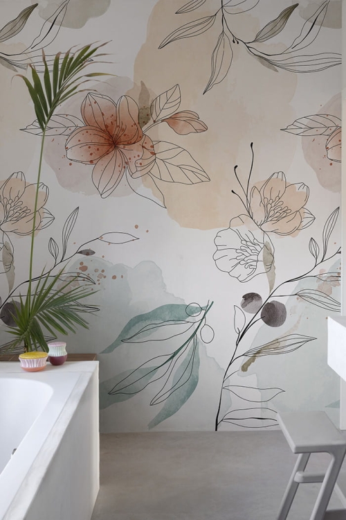 Fototapeta Mural A72701 kwiaty malowane Grandeco Orom 2 1.jpg