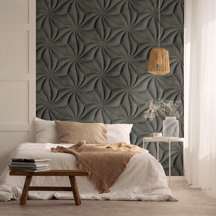 Fototapeta mural z efektem 3D szary Kamienny kwiat