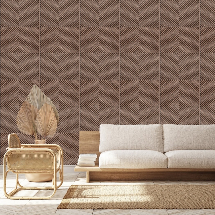 Tapeta ścienna na flizelinie 89020 Novamur Naomi Lamele Brązowe - panel aranżacja