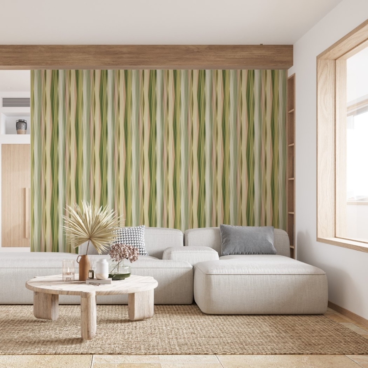 Tapeta ścienna na flizelinie 89010 Novamur Naomi Pasy oliwkowe jak materiał aranżacja