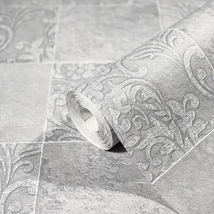 Tapeta ścienna na flizelinie 82253 Novamur Hailey popielate kafle kuchnia łazienka