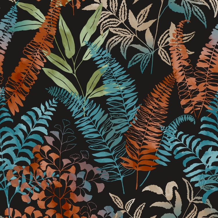 Tapeta ścienna na flizelinie 128745 Superfresco Easy Intrigue czarna z motywem liści