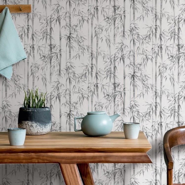 Tapeta ścienna na flizelinie 81673 Novamur Mona Liście bambusa biało czarne