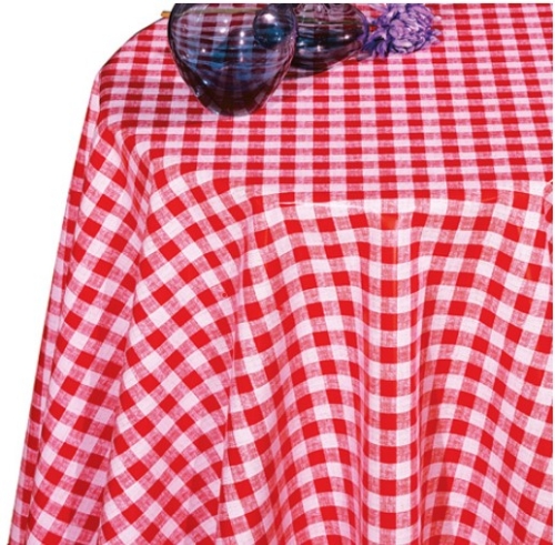 Cerata plamoodporna Obrus z PCV na włókninie 45A krata czerwona szer. 140cm