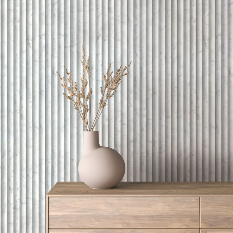 Tapeta ścienna na flizelinie 89005 Novamur Mona popielaty lamele, marmur 3D