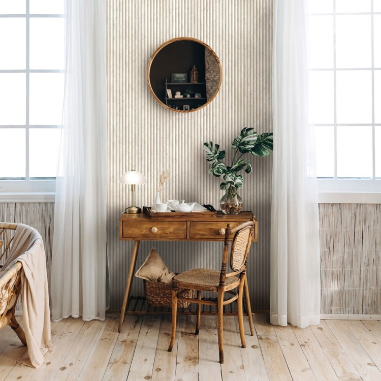 Tapeta ścienna na flizelinie 89006 Novamur Mona beżowe lamele, marmur 3D