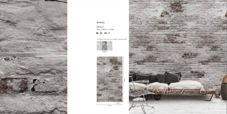 Fototapeta Mural EP6102 mur cegła ściana Grandeco Orom 2