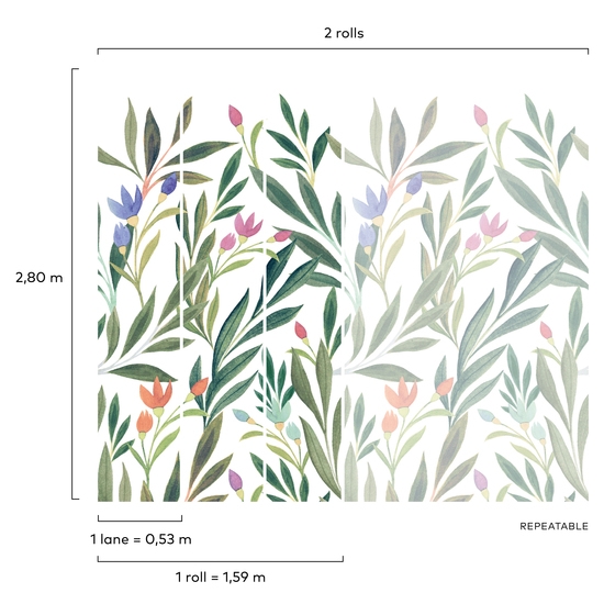 Fototapeta Mural A72801 liście kwiaty natura Grandeco Orom 2