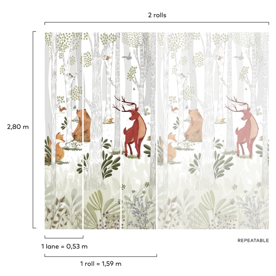 Fototapeta Mural A73301 dziecięca las zwierzątka Grandeco Orom 2