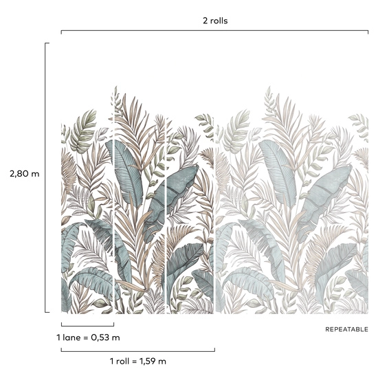 Fototapeta Mural A73401 botaniczna liście Grandeco Orom 2