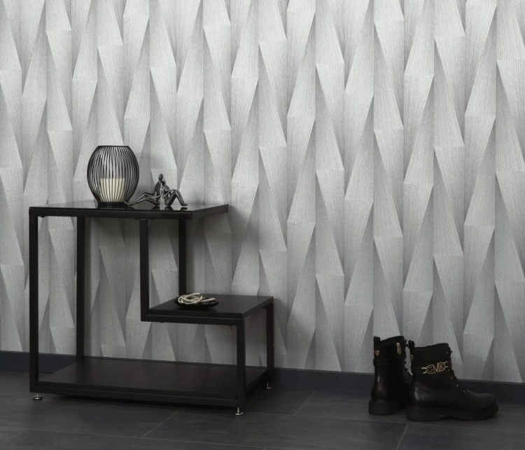 Tapeta srebrny wzór geometryczny 3D na flizeline 10526-31 Erismann Fashion for Walls 5