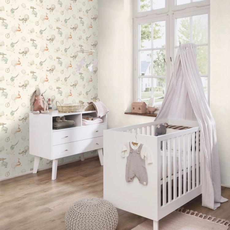 Rasch Kids World II 252804 Tapeta ścienna jednokolorowa biały