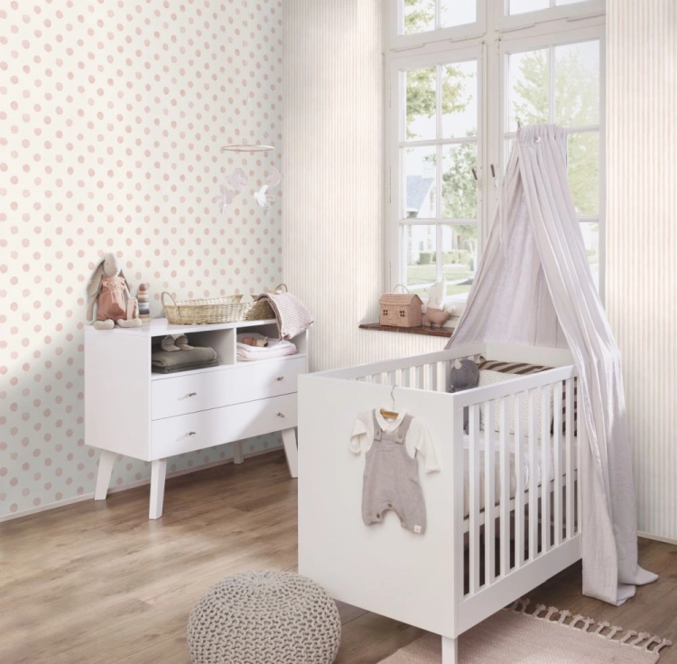 Tapeta flizelinowa 252019 Rasch Kids World II różowe groszki kropki