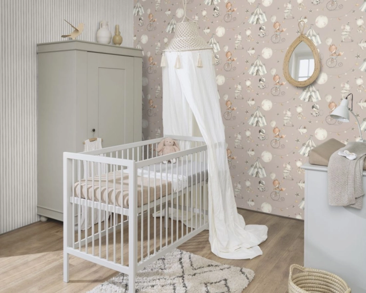 Tapeta flizelinowa 252767 Rasch Kids World II paski biało szare
