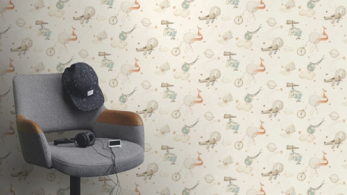 Tapeta flizelinowa 302219 Rasch Kids World II Mały książę lisek kosmos