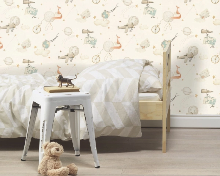 Tapeta flizelinowa 302219 Rasch Kids World II Mały książę lisek kosmos