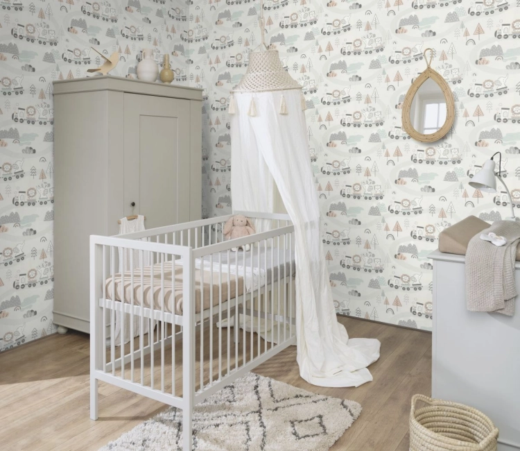 Tapeta flizelinowa 302332 Rasch Kids World II zwierzątka w pociągu