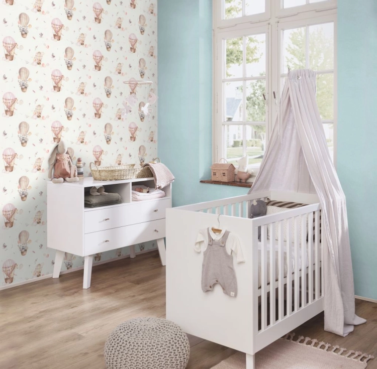 Tapeta flizelinowa 300529 Rasch Kids World II zwierzątka baloniki różowe