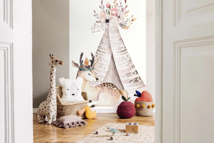 Fototapeta flizelinowa sarna tipi namiot 367904 Rasch Kids World II