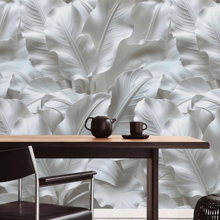 Fototapeta Mural A87301 białe liście bananowca duże liście Grandeco
