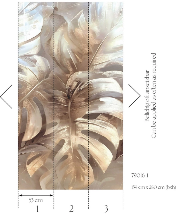 Fototapeta złote liście monstera na flizelinie 79016-1 AS Creation